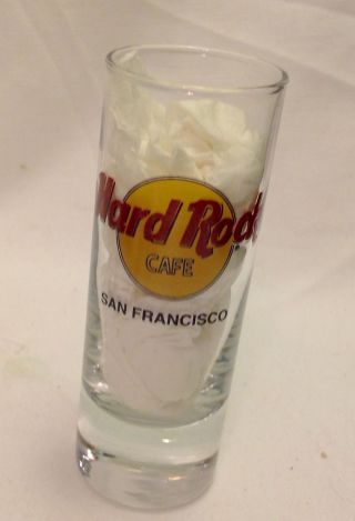 Hard Rock Cafe Shot Glass 4 " San Francisco Black Letters Print Hrc