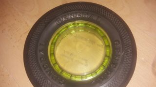 Vintage Green Depression Glass Advertising Tire Ashtray General Tire