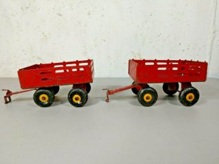 Vintage Louis Marx Stake Trailers / Pup Train Trailers / Farm Wagons 1930s 2