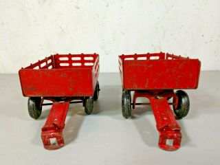 Vintage Louis Marx Stake Trailers / Pup Train Trailers / Farm Wagons 1930s 3