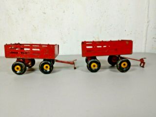 Vintage Louis Marx Stake Trailers / Pup Train Trailers / Farm Wagons 1930s 4