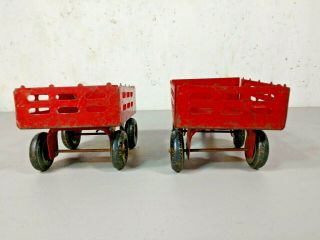 Vintage Louis Marx Stake Trailers / Pup Train Trailers / Farm Wagons 1930s 5