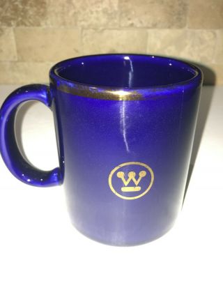Westinghouse Paul Rand Logo Design Coffee Mug Vtg Cobalt Blue 1959 Usa