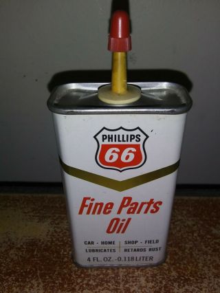 Old Stock Vintage Phillips 66 Fine Parts Oil Can Tin Advertising Gas Station