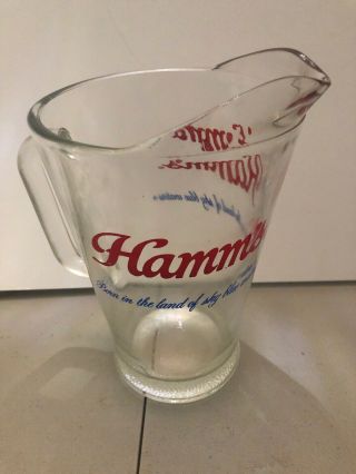 Vintage HAMM ' S Born In The Land Of Sky Blue Waters 60oz Beer Pitcher 6