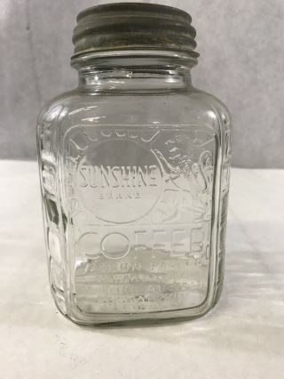 Vintage Sunshine Coffee Jar Round Shoulder Springfield Missouri Grocer Co (g)