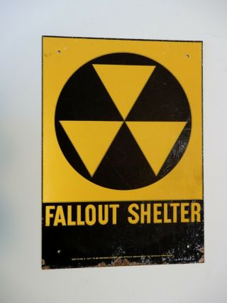 Vintage Civil Defense Fallout Shelter Sign,  10 " X14 "