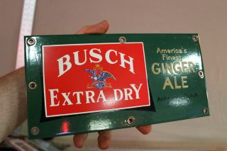 Busch Ginger Ale Prohibition Soda Porcelain Sign Brewing St Eagle Bar Man Cave