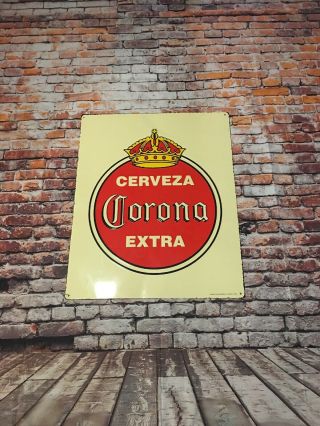 Corona Cerveza Extra Beer Embossed Tin Sign 21”x26” Barton Beers