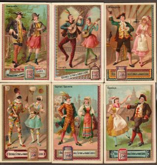 Liebig S - 149 " Italian Masques I " Full Set Of 6 Vintage Trade Cards 1883 French