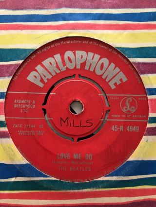 The Beatles Love Me Do Red Label Parlophone 1st Pressing R4949 Rare