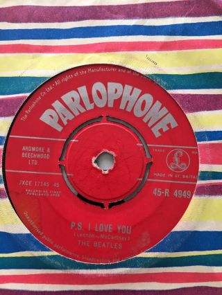 The Beatles Love Me Do Red Label Parlophone 1st Pressing R4949 Rare 4