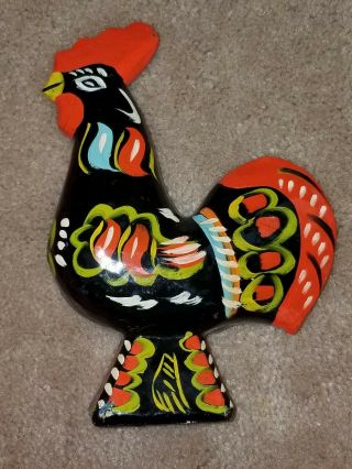 Vintage Nils Olsson Grahas Dala Folk Art Hand Painted Carved Rooster Chicken 7 "