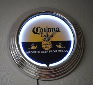 Corona Extra Beer Neon Clock Light 14 " Tiki Bar Pub Man Cave Mexico Iguanas Rare