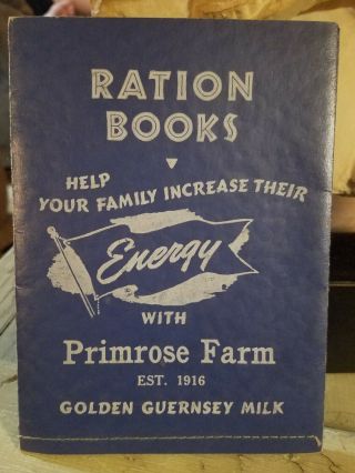 Vintage War Rations Folder From Primrose Farms With Ration Books Still Inside
