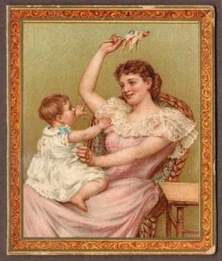 Liebig 1896 Calendar Vintage Bi - Fold Pocket Size " Lady & Child " English Language