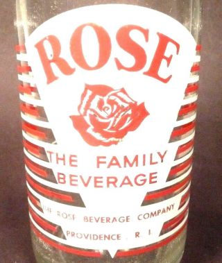 Vintage Soda Pop Bottle: Rose Of Providence,  R.  I.  - 32 Oz Acl