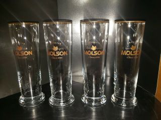 Set Of 4 Molson Beer Bar Pilsner Glasses