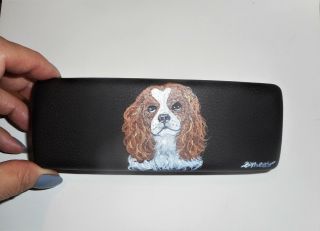 Blenheim Cavalier King Charles Spaniel Dog Hand Painted Hard Eyeglass Case