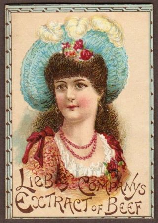 Liebig 1891 Calendar Vintage Bi - Fold Pocket Size " Pretty Girl " English Language