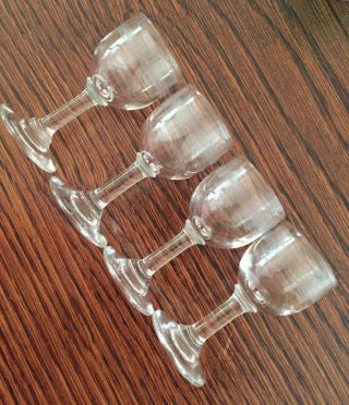 VINTAGE ANTIQUE FRENCH 4 SMALL STEMMED ETCHED TIPPLE GLASSES SHOT LIQUOR LIQUEUR 5