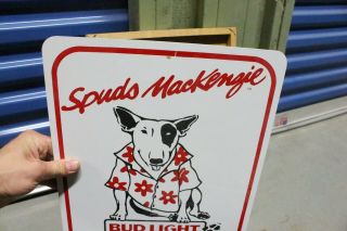 Vintage 1987 Anheuser Busch Bud Light Tin Sign Spuds Mackenzie Party Zone 12X18 2