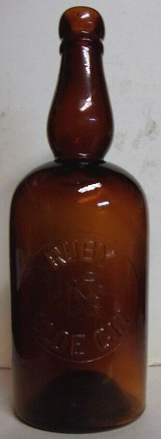 Ruby Sloe Gin Embossed Brown Bottle - Philadelphia,  Pa - Netter Bros.