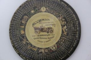 Antique Advertising Pocket Mirror - H.  C.  Crum & Co.  Automobiles (columbus,  Oh)