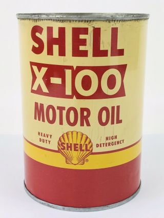 Shell X - 100 Motor Oil 1 Quart Can Gas & Oil Advertising 28