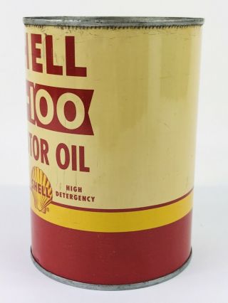 SHELL X - 100 MOTOR OIL 1 QUART CAN GAS & OIL ADVERTISING 28 2