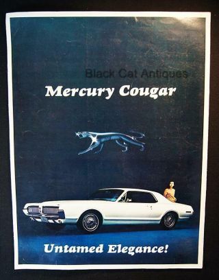 Vintage 1967 Ford Mercury Cougar Car Dealer Over - Sized Brochure Canada