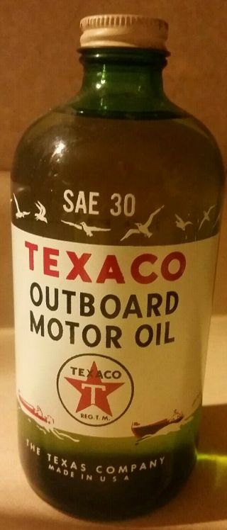 2 Full Nos 9/1954 Texaco Outboard Motor Oil 1 Pint Bottle Graphics Exc.