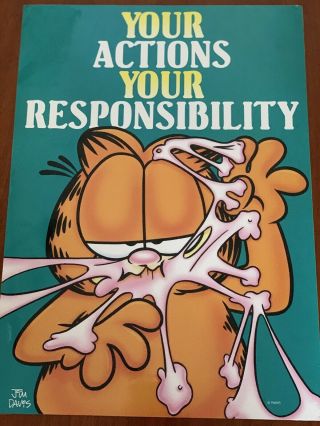 Vintage Garfield The Cat Poster By Argus 13.  5 " X19 " Bubblegum Classroom Teacher