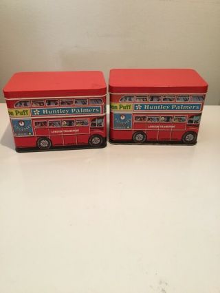 Vintage Huntley Palmers Red Double Decker Bus London Transport Biscuit Tin.
