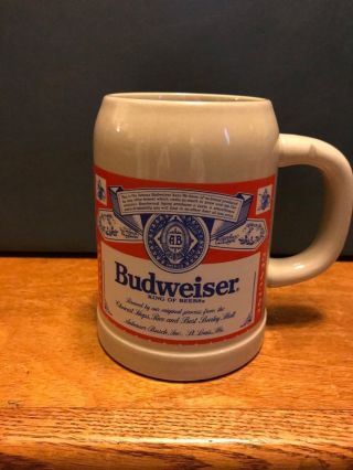 Ceramarte Budweiser Logo Beer Stein Mug Anheuser Busch