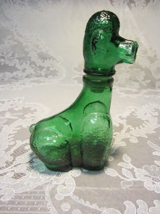 Vintage Emerald Green Glass Poodle Decanter