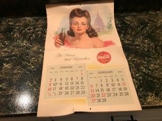 1944 Coca - Cola Calendar Full Pages Great Color Rare
