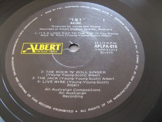 AC/DC - T.  N.  T.  LP - EX,  / NMINT - Black ALBERT Australia - BON SCOTT 5