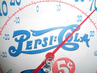 AWESOME VINTAGE TAYLOR 5 cent PEPSI - COLA PETE THE COP ROUND ALUMINUM THERMOMETER 3