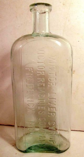 Antique Victor ' s Liver Syrup Bottle Victor Remedies Company Frederick MD c1800s 2