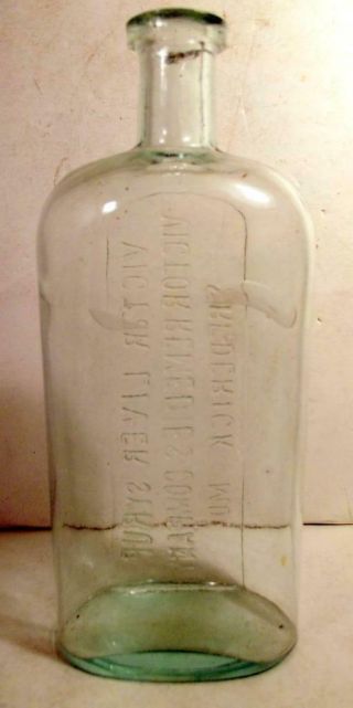 Antique Victor ' s Liver Syrup Bottle Victor Remedies Company Frederick MD c1800s 4