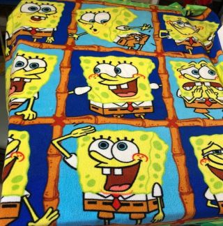 Nickelodeon Spongebob Squarepants Fleece Throw Blanket “ Many Faces”