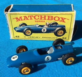 Vintage Matchbox Series,  52 B.  R.  M Racing Car,  With Box.