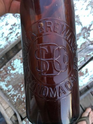 Antique Western Sonoma Brewing Co.  Beer Bottle California Red Amber Blob Top