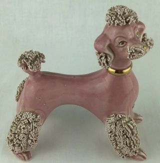 Vintage Porcelain Spaghetti Pink Poodle Figurine Pacific Imports 6 " Standing