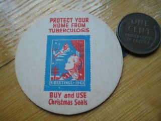 1943 Buy Christmas Seals Milk Bottle Cap,  Protect Your Home From Tuberculosis,  Lid