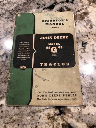 John Deere Model G Tractor Om - R2009r