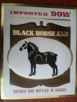 Vintage 1966 Black Horse Ale Sign Embosograph Canada Ale / Rare