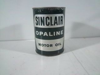 Vintage Sinclair Opaline Motor Oil Quart Can,  Gas Station Tin,  Full Qt. 6