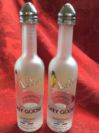 2 Grey Goose Citron Vodka Mini Liquor 50ml Bottle Upcycled Salt Pepper Shaker